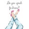 Watercolor hand drawn illustration - girl wearing heels and blue denim jeans