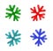 Watercolor hand drawn illustration of red green blue snowflake, cute snow flake frost winter decor. Christmas new year