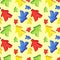 Watercolor hand drawn illustrations Seamless pattern with colorful meeples - elements of board games