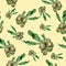 Watercolor hand drawn macadamia isolated seamless pattern.