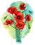 Watercolor hand drawn poppies bouquet.