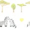 Watercolor Hand Drawn Seamless Pattern With Cute Zebra Safari