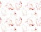 Watercolor hand drawn seamless pattern with illustration of chicken, hen and rooster in different position pecking