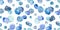 Watercolor hand drawn seamless pattern with the image of paired blue stones on a white background. Pebbles and