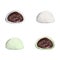 Watercolor hand drawn traditional Japanese sweets. Summer wagashi, mochi, daifuku, peach. Isolated on white background