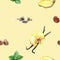 Watercolor hand drawn vanilla spices seamless pattern.