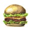 Watercolor hand drawn vector tasty big burger