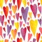 Watercolor hand painted colorfull pattern with hearts