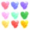 Watercolor hand painted hearts. With stroke brush texture