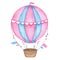 Watercolor hand painted hot air balloon isolated on white background