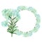 Watercolor hand painted nature romantic wreath circle frame with blue flower yarrow