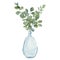 Watercolor hand painted plants in glass vase with branches eucalyptus. Eco home natural minimalistic illustration.