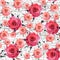 Watercolor hand painted roses, seamless floral pattern
