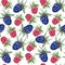 Watercolor hand painted seamless pattern of Strawberry on white background