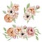 Watercolor hand painted vintage flowers arragement elements. Nature spring banner design roses, anemones, peonies isolated on whit