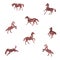 Watercolor hand painting horses pattern.