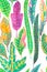 Watercolor hand painting illustration colorful leaves of Croton plant, seamless repeat pattern of variegated leaf isolated diecut