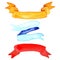 Watercolor handdrawn flags and ribbons. Ð¡oat of arms ribbons.