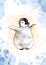 Watercolor happy baby penguin on white background