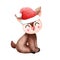 Watercolor happy baby rudolph with beanie hat