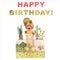Watercolor HAPPY BIRTHDAY card with green hair girl and plats on white isolated background.