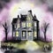 Watercolor of Haunted house brimming with surprises and Haunted chilling ghostly eerie