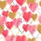 Watercolor heart balloons seamless pattern.