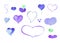 Watercolor heart clipart. Blue and purple watercolour heart isolated on white.