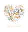 Watercolor heart shaped love lettering illustration for wedding invitation