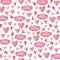 Watercolor hearts and arrows of Cupid and gentle clouds. Farby seamless print for romantic holidays. Valentine`s day and wedding