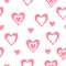 Watercolor hearts seamless pattern.