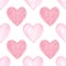 Watercolor hearts seamless pattern. Hand drawn painted texture. Valentines holiday wallpaper background