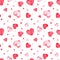 Watercolor hearts seamless pattern. Hand-drawn romantic illustration. Valentine's Day background.