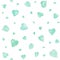 Watercolor hearts seamless pattern on a white background. Turquoise watercolor hearts. Colorful hand painted romantic