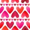 Watercolor hearts vector seamless pattern