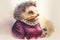 Watercolor hedgehog dressed as an old gran lady Mrs Tiggy Winkle style