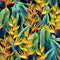 Watercolor heliconia pattern