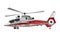 Watercolor helicopter. Isolated civil aviation vehicle. Cartoon print for kids room. Side view. Aerial transportation