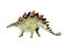 Watercolor herbivore dinosaur stegosaurus in red and green colors. Hand drawn illustration of Jurassic period