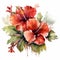 Watercolor Hibiscus: Beautiful Flowers In Red And Bronze Style