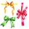 Watercolor holiday colorful ribbon bow greeting illustration.