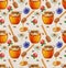 Watercolor Honey seamless pattern