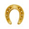Watercolor horseshoes in golden colors. Talisman for good luck. Decorations for Saint Patrick's Day. Design elements