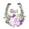 Watercolor horseshoes with violet floral design