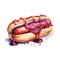 Watercolor Hotdog Clipart With Raspberry Jam