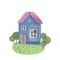 Watercolor house. Cute blue fairytale house. Hand painted illustration, isolated on white. Cartoon hand drawn style.