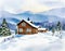 Watercolor of house in winter home house