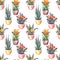 Watercolor houseplant pattern