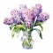 Watercolor Hyacinths In Vase Vector Illustration