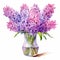 Watercolor Hyacinths In A Vase: Vibrant And Realistic Floral Illustration